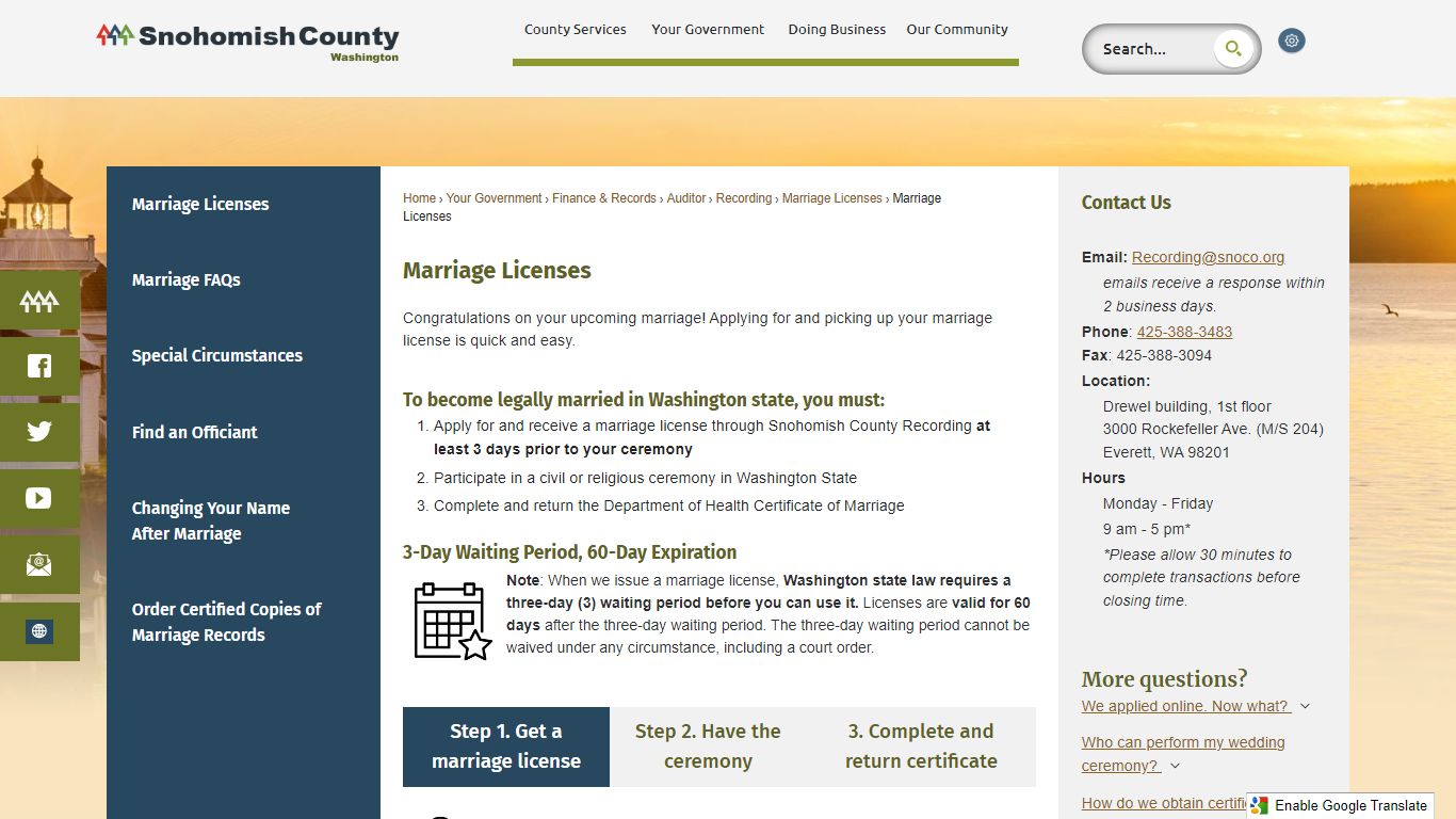 Marriage Licenses | Snohomish County, WA - Official Website