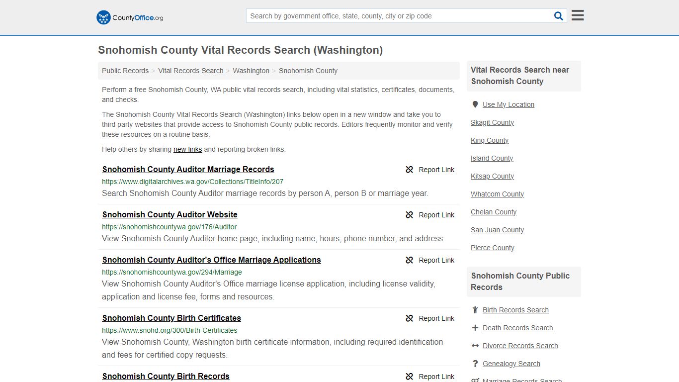 Vital Records Search - Snohomish County, WA (Birth, Death, Marriage ...